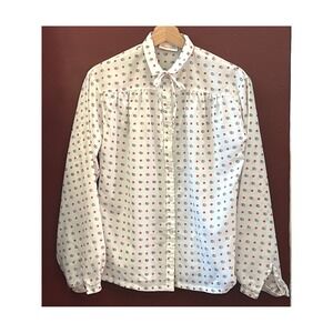 70s Pepper Tree Floral Blouse Tie Neck Cottagecore Secretary Retro